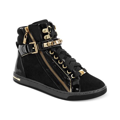 michael kors black studded high tops|Michael Kors trainer sneakers.